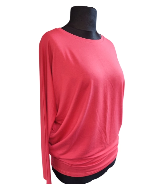 Bluzka Eveline dla puszystej - luźny fason oversize koralowa